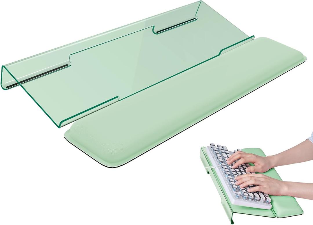 Computer Keyboard Wrist Rest Stand for Desktop, Keyboard Riser Holder with Wrist Pad for Office Desk, Home, School (Green)