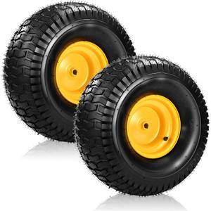 2 Pcs 20x10.00-8 Tubeless Lawn Mower Tire and Wheel, 20x10-8 Air-Filled Rear Tire and Rim Assembly for Riding Mowers, Lawn Tractors, Garden Tractors, 3/4" Bore, 3/16" Keyway, 3.5" Offset Hub, 4 Ply