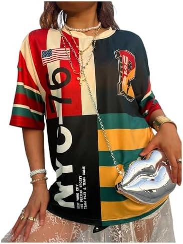 RoseSeek Women's Striped Graphic Tees Color Block Short Sleeve Crew Neck Baggy T-Shirts Streetwear, M RoseSeek Women's Striped Graphic Tees Color Block Short Sleeve Crew Neck Baggy T-Shirts Streetwear, M