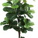 6FT Artificial Fiddle Leaf Fig Tree with White Planter & Fake Moss, Realistic Faux Ficus Lyrata Floor Plant for Indoor Home Office Decor, Housewarming Gift