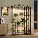 Plant Stand Indoor with Grow Lights 11 Tiered Wood Indoor Plant Shelf 62" Tall Plant Stand Metal Frame for Indoor Plants Multiple Flower Pot Holder, Large Plant Rack for Living Room Patio Corner