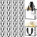 Yeaqee 50 Pcs Mini Metallic Paper Gift Bags with Handle 4x4.75x2.2'' Small Gift Bag DIY Tag Thank You Party Favor for Mother's Day Wedding Graduation Baby Shower Birthday Jewelry (White,Black)