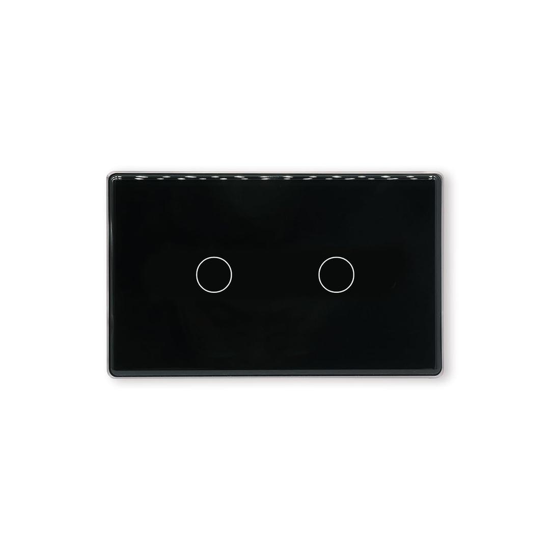Smart Switch Aluminum Frame,2.5D Glass Panel,4.65 X 2.83 X 1.26 Inches,Need Neutral Wire,2.4GHz WiFi,Work with Tuya/Smart Life,App/Voice Control,Black 2 Button