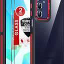 LeYi for Samsung Galaxy A16-5G Case: 2 Pack Screen Protector Shockproof Military-Grade, [Anty-Slip Grip] Metal Texture Lens Magnetic Translucent Matte for Galaxy A 16 5G Case, Red