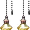 PATIKIL Ceiling Fan Pull Chain, 2 Pack 12" Decorative Diamond Pendant Chain Extender Charm Extension Pull String for Ceiling Fans Light Lamp, Yellow
