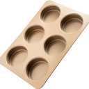 Yomvzake Hamburger Bun Pan Deep Dish Cookie Pan, Nonstick Hamburger Bread Forms 4 Inch Cake Pan Mini Round Disc Pan for Baking Burger Buns English Muffin Whoopie Pies Muffin Top (Set of 1, Gold)
