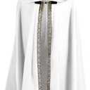 Hooded Doom Cloak Renaissance Long Cape for Cosplay for Men and Women Halloween Medieval Costume (White)