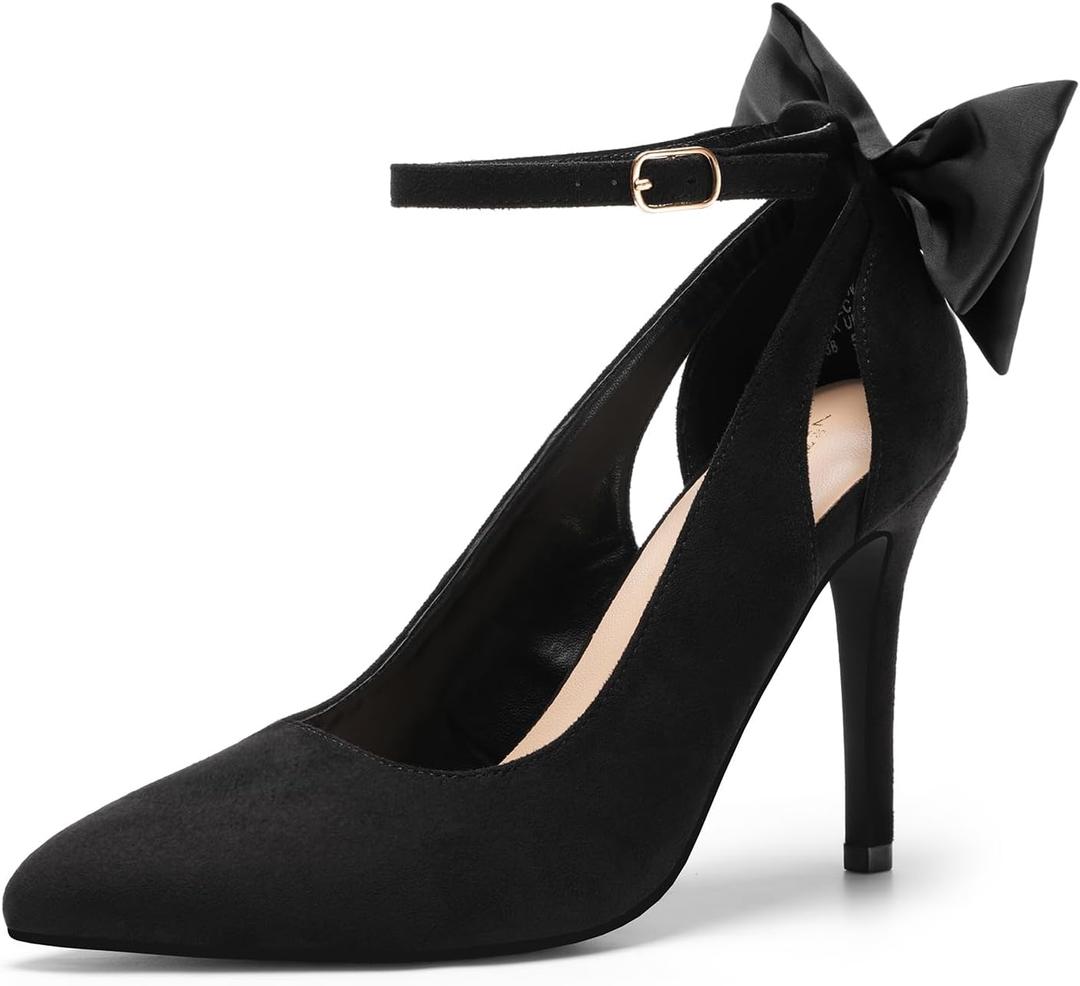 DREAM PAIRS Women's High Heels Stiletto Strappy Pointed Toe Bow Heel Pumps Sexy D'Orsay Party Wedding Dress Shoes (9)