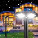 Solar Lamp Post Light and 98 inch Pole Outdoor Auto Dusk to Dawn Outdoor Lamp Post Light IP67 Waterproof with Remote for Pathway Driveway Yard