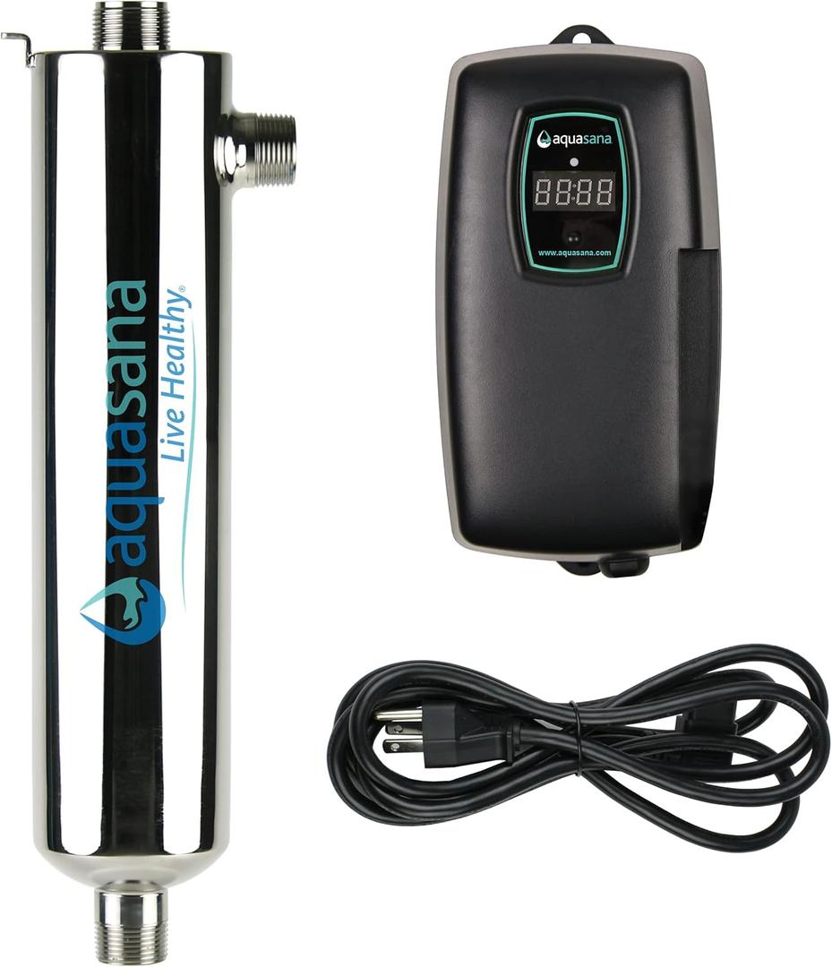 Aquasana Whole House Water UV Filter System UV PurifierSterilizes 99.99% of Bacteria & Viruses and 99% of CystsLasts 12 MonthsAQ-UV-10C