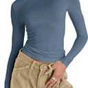 Abardsion Women's Casual Basic Going Out Crop Tops Slim Fit Short Sleeve Crew Neck Tight T Shirts (2# Haze Blue)