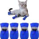 YAODHAOD Dog Shoes for Small Dogs, Puppy Dog Boots & Paw Protector for Winter Snowy Days, Anti-Slip Sole Dog Booties for Indoor Hardwood Floor 4PCS (Blue,Size: 2)
