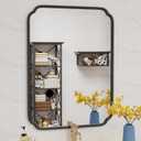 Matte Black Bathroom Vanity Mirror for Over Sink 30" x 40" Modern Rounded Corner Rectangle Wall Mirror Decorative with Non-Rusting Iron Metal Framed (Horizontal/Vertical)