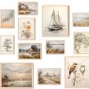 Aroutde Vintage Wall Art Prints Spring French Country Wall Decor Countryside Landscape Painting Canvas Wall Art French Farmhouse Pictures for Bedroom Living Room Gallery Wall Art Set of 12 (Unframed)