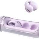 Open Ear Earbuds Clip on Earbuds Bluetooth 5.4 IPX4 Waterproof Running Headphones Light Weight Comfort Stable Fit Workout Open Ear Headphone Fitness Headphones for Running (Purple)