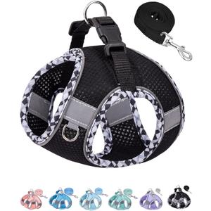Petank Dog Harness for Small Medium Dogs No Pull, Puppy Harness and Leash Set, Step in Dog Harness for Walking, Running, Training(Black, S)