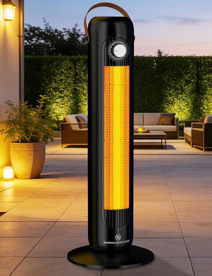 Outdoor Heaters for Patio w/4 Modes, 350Sq.ft 1S Heating, 1500W PTC Ceramic Electric Patio Heater, Overheating & Tip-Over Protection, 70 Oscillating Space Heaters for Indoor Use Large Room Black