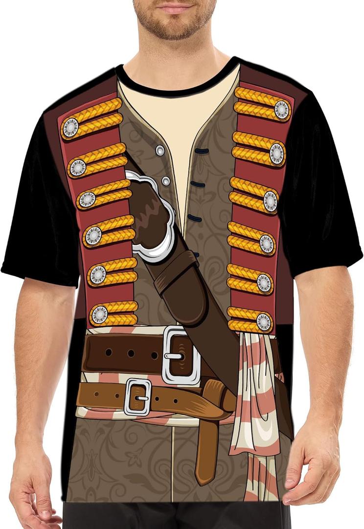 MISS FANTASY Pirate Shirt Women Men - Pirate Costume Outfits Halloween Unisex Adults (Black, XL)