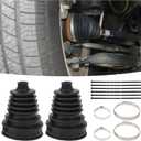 2PCS CV Boot with 4 Stainless Steel Clamps & 6 Cable Ties,Waterproof & Dustproof CV Axle Boot Repair Kit for Protect Axle,Universal CV Joint Boot Fits for Most Cars (Black)
