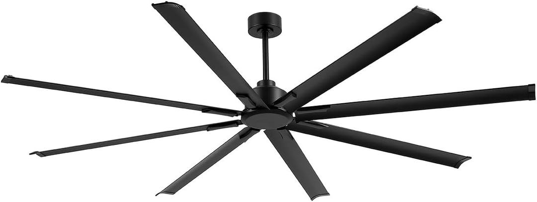 96 Inch Industrial Ceiling Fan - Large Ceiling Fan with DC Motor, 3 Downrods, 6-Speed Remote Control, 8 Reversible Aluminum Blades, Black Commercial Ceiling Fans for Shop/Gym/Warehouse/Garage