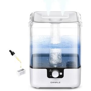CHIVALZ Humidifiers for Bedroom Large Room Home, 6L Cool Mist Humidifier for Baby and Plant, Oil Diffuser, Top Fill Humidifier with Night Light, Quiet 23dB, Up to 26H, White 1Pack