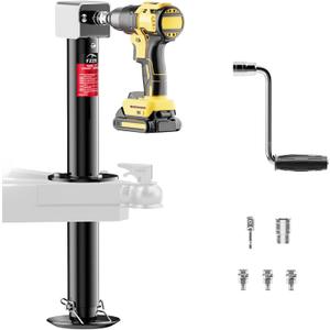 FZZD 5000 lbs A-Frame Trailer Jack, 20-24V Cordless Drill Compatible, 23" Lift, for Utility,RVs (Black)