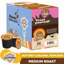Crazy Cups Flavored Decaf Coffee Pods, Decaffeinated Buttery Caramel Popcorn Coffee Pods for K Cup Keurig Machines, Brew Hot or Iced 22 Count