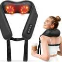 TISSCARE Shiatsu Neck Massager for Pain Relief Deep Tissue, Back Massager with Heat, 3D Kneading Electric Massager for Shoulder, Leg, Plug-in for Home, Office, Car, Ideal Gift for Women Men Mom Dad (Heat Level 1, Black)