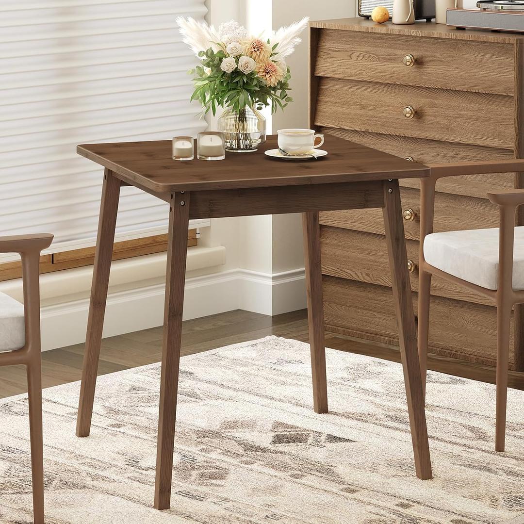 HOOBRO Bamboo Dining Table, Square Dining Table for 2, 27.6" Kitchen Table for Small Space, Writing Table, Easy to Assemble, for Dining Room, Living Room, Office, Kitchen, Apartment, Brown BR70CZ01G1, 27.6"L x 27.6"W x 29.5"H