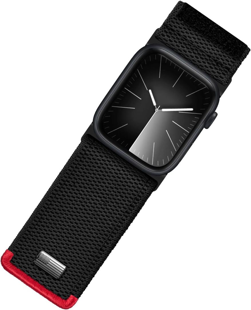 Tefeca Fortitude Elite Series Ultrawide Band Compatible with Apple Watch Ultra 2/Ultra 49mm, Series 10 46mm, 9/8/7 45mm, SE2/SE/6/5/4 44mm, Sports Theme, 42mm Fabric Black Band