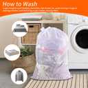 Polecasa Extra Heavy Duty Large Diamond Mesh Laundry Bags 24 x 36" with Drawstring Closure & ID Tag, Storage Bag for College, Travel, Sports, Dorms, White