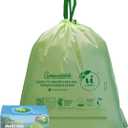 UNNI Compostable Drawstring Bags, 1.2 Gallon, 4.5 Liter, 80 Count, Heavy Duty 1 Mil, Small Kitchen Food Scrap Waste Bags, ASTM D6400, US BPI, CMA & Europe OK compost Certified, San Francisco