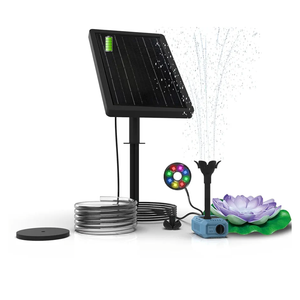 Solar Fountain Pump with 4400mA Battery Backup,Pond Pumps,Solar Bird Bath, Lily Pads for Ponds,8.5W Solar Panel,Pond Plants，Water Garden (Purple)