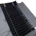 Portable Jewelry Roll Untangled Secure Necklace Travel Storage Bag Displays Holder 16 Chain (Black)
