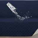 ISSUNTEX Double Protection 100% Waterproof Sofa Covers for Living Room, Couch Covers for 3 Cushion Couch Sofa, Reversible Furniture Protector Sofa Cover for Dogs, Pets, Kids (Sofa, Navy/Ivory)