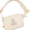 Belt Bag Fanny Pack Crossbody Bags with Initials Cute Stuff Birthday Gifts for Teenager Girls Trendy Stuff for Teens - White A,Khaki Bag