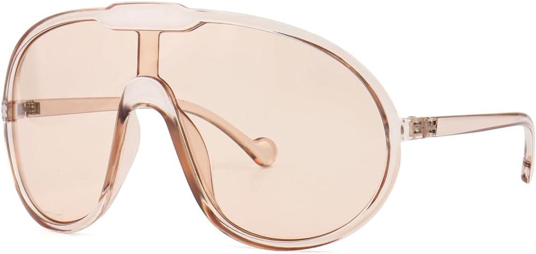GFUIARA Trendy Oversized Sunglasses for Women Men Fashion Shield Aviator Sun Glasses UV400 Protection Goggles (Champagne)
