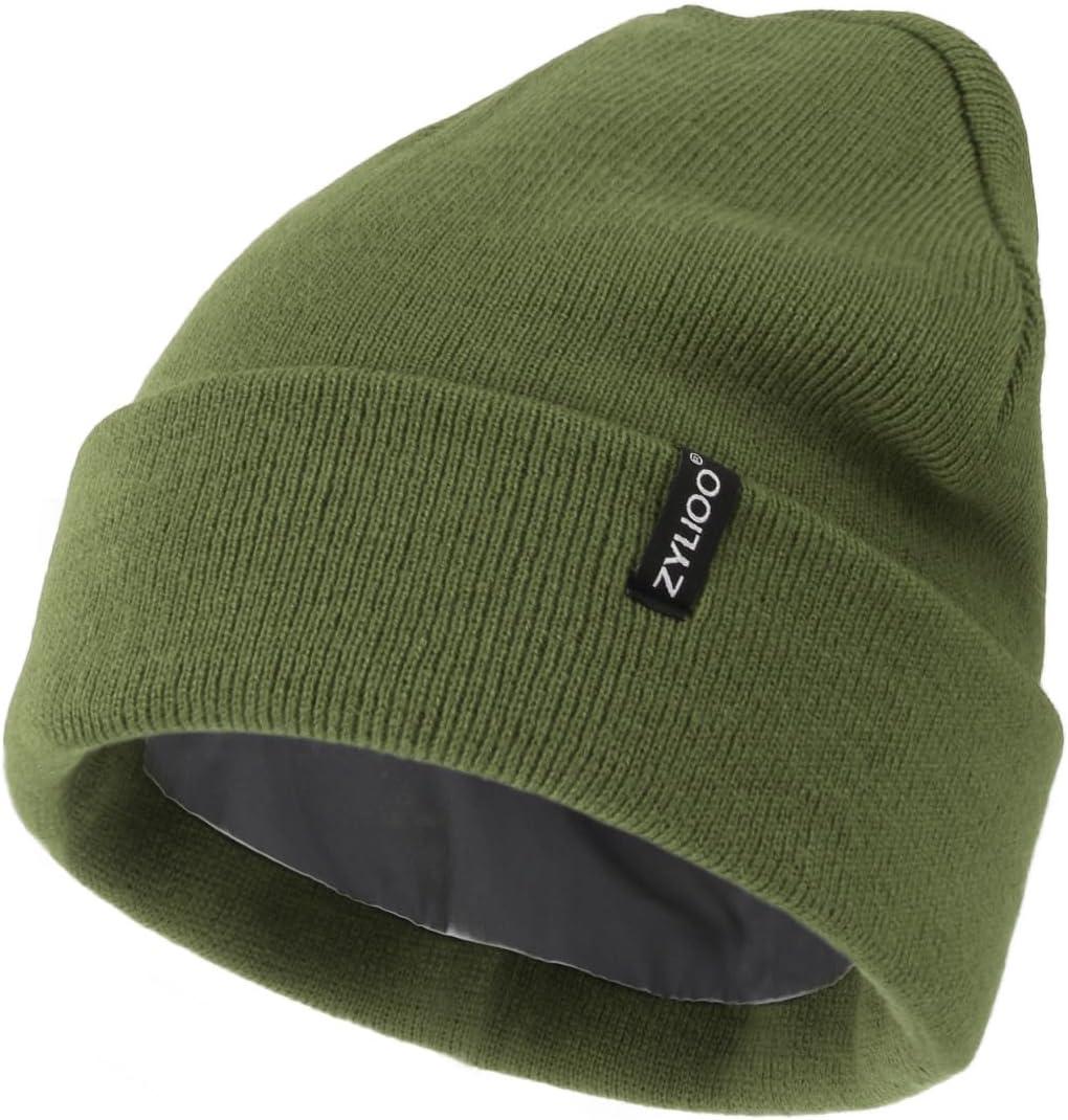 Zylioo Plus Size Fleece Lined Beanie Hat,2XL/XL/L/M/S Thermal Knitted Hat,Winter Warm Lined Snow Hats for Women Men