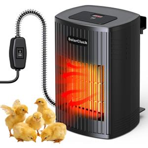 Wall-Mounted Chicken Brooder Heater, 300W/600W Chick Brooder, 70-115 Precise Thermostat Chicken Coop Heater for Newborn Chicks & Ducklings, Memory Function & 6.5Ft Anti-Chew Cord, Safe Chick Warmer (Black)