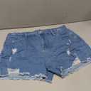 luvamia Jean Shorts for Women High Waisted Stretchy Distressed Denim Shorts Ripped Frayed Raw Hem Summer Casual Shorts (XX-Large, Medium Blue)