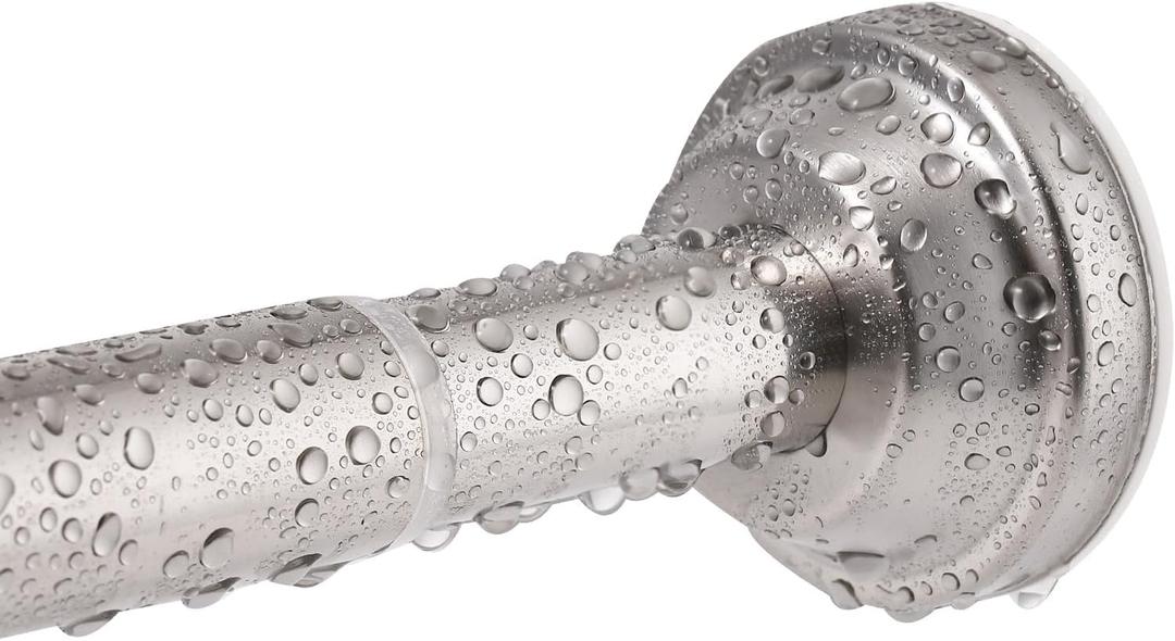 Nickel Spring Tension Shower Curtain Rod, 40-76 Inches Adjustable Curtain Rods No Drill, Stainless Steel Rustproof, No-Drilling, Anti-Slip