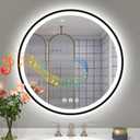 STARLEAD 24" Black Frameless Round LED Bathroom Mirror with Bluetooth Speaker, Dimmable Lighting, 3 Color Modes, Anti-Fog, Touch Control Wall Mounted Vanity Mirror
