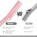 5 x Dermaplane Razor for Women Face, Stainless Steel Handle with 6 Replaceable Blades, Huauoo Face Razors for Women, Peach Fuzz Remover, Eyebrow Trimmer, Dermaplaning Tool for Face Exfoliation (Pink)