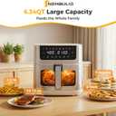 NEWBULIG Air Fryer 6.34QT, Airfryer with Visible Window, 400 Fast Heating Air Fryers Oven with Nonstick and Dishwasher-Safe Basket, 8-in-1 Cooking Preset, TimerAuto-Off, Stainless Steel, White