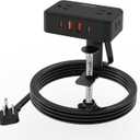 Desk Clamp Power Strip, Desktop Mount Charging Station with 4 Outlets 4 USB Ports (2 USB C), 10Ft Under Desk Power Strip, Fits 2.75" Tabletop Edge, Extension Cord for Home Office, Black