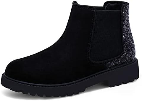 Harvest Land Girl Boots Kids Ankle Boots Warm Side Zipper Low Heel Short Booties Winter Anti-Slip Outdoor Shoes for Little Kids/Big Kids Size 4