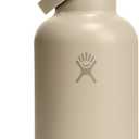 Hydro Flask Water Bottle - Insulated Stainless Steel - Wide Mouth Flex Straw Lid, Non Spill, Leakproof and Refillable in 64 Oz Tonal Oat