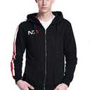 LILLIWEEN Mens N7 Logo Hoodie Hooded Sweatshirt Jacket Game Cosplay Black Coat 2XL