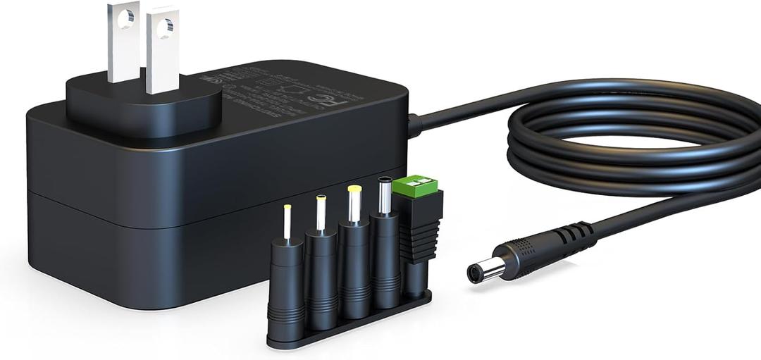 24V 1A DC Power Supply Cord 100-240V AC to DC 24 Volts with 5 Tips,for LED Strip Light CCTV Camera Bluetooth Speaker Nail Lamp Air Cleaner Massage Device Mini Printer