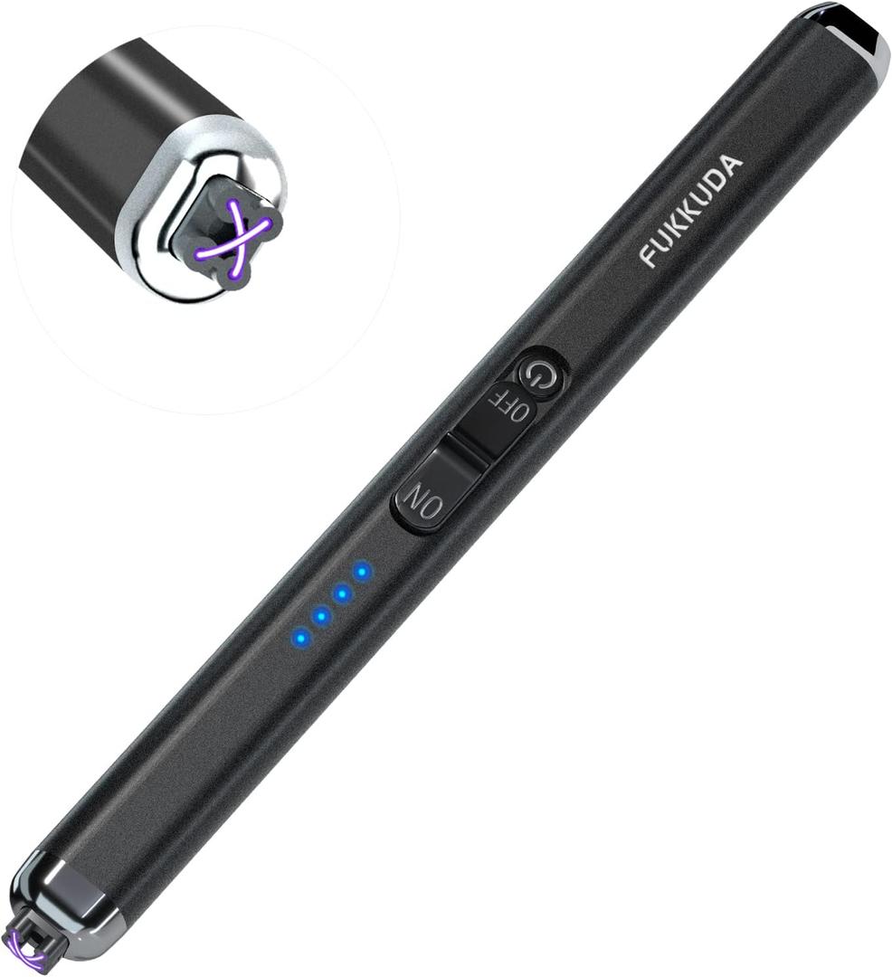 Upgraded Dual Arc Electric Candle Lighter Rechargeable USB Lighter Plasma Arc Lighters for Candle (Obsidian Black) (General Packaging)